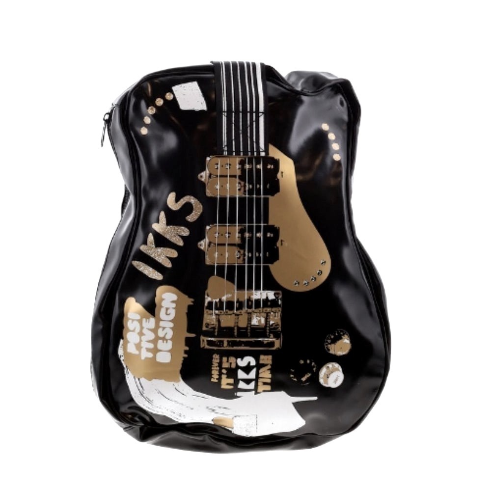 IKKS Electric Guitar Shoulder Bag Black Gold Novelty Purse Rock Music Festival